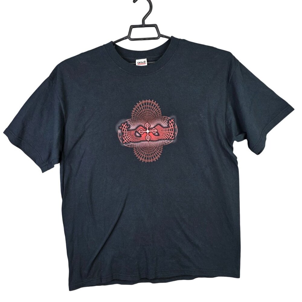 Mens Anvil Vintage Tool Black & Red Graphic Print T Shirt Short Sleeve Cotton XL